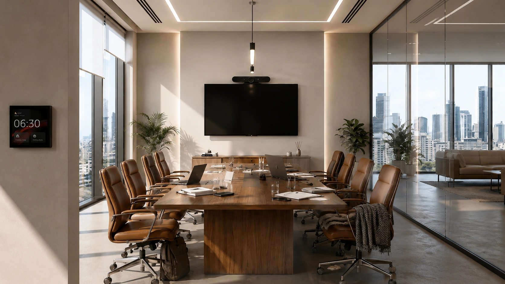 Smart office automation with human-centric lighting and boardroom AV in Bangalore