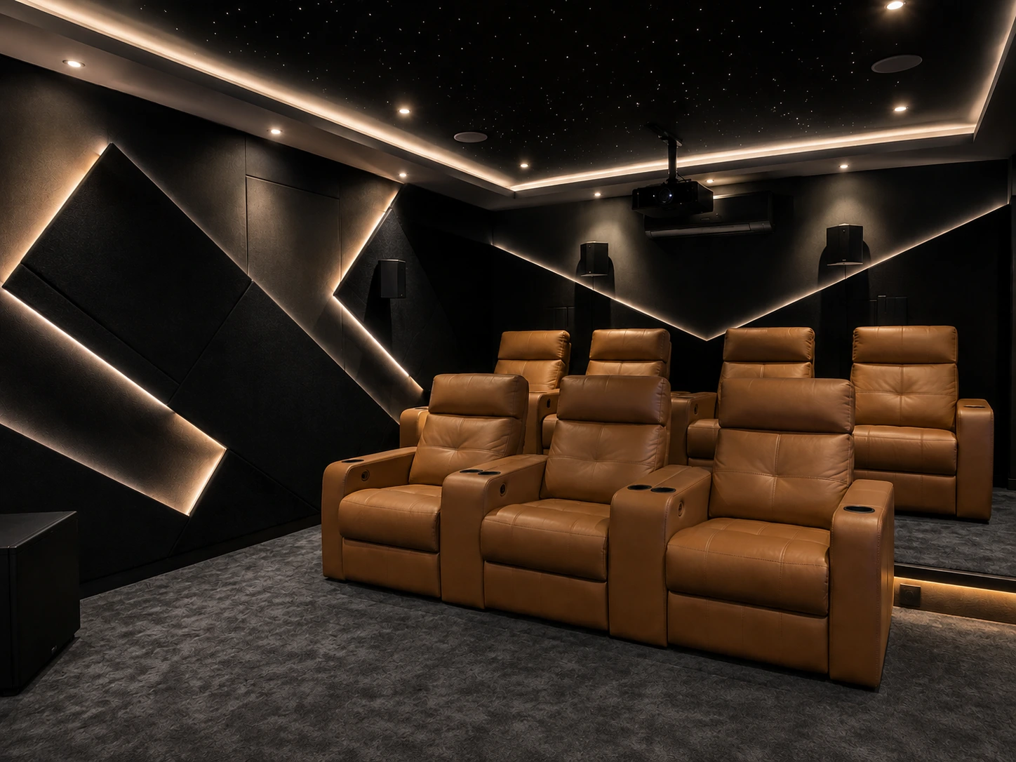 Dedicated Dolby Atmos home theater room designed and installed by Auto-mate Solutions, Bangalore
